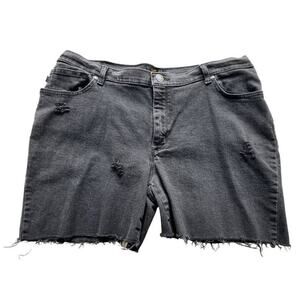 Lees Vintage Black Denim Cutoff Shorts 36 Waist